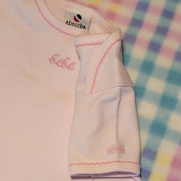 ABSORBA ♡ Thick Cotton Pink Onesie w/Embroidered Pink Stitched Bébé 'n Trim 6-9M - Picture 8 of 17